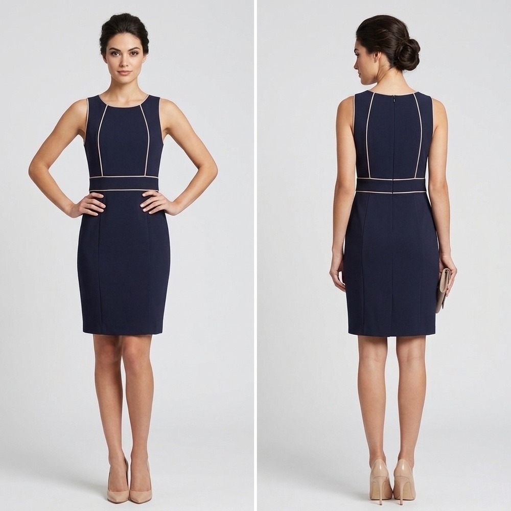 Chelsea Rose Sleeveless Sheath Dress Womens 4 Black Tan Contrast Career Work